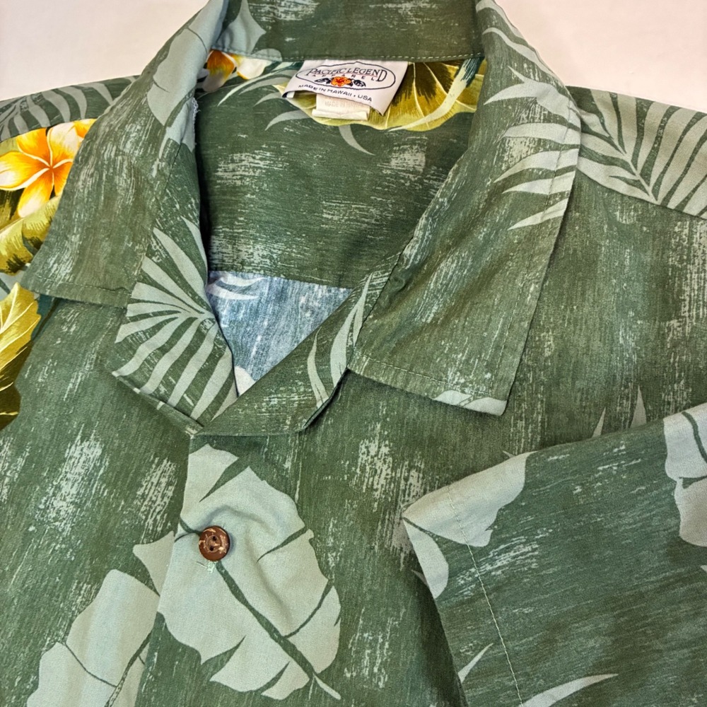 Pacific Legend Mens Shirt 2XL Hawaiian Made in Hawaii Button Tropical Floral Vtg